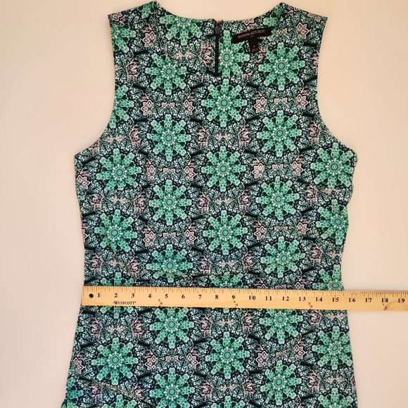 Banana Republic Shift Dress Printed Green Black Sleeveless Floral Stretch Size 4 - Picture 13 of 16